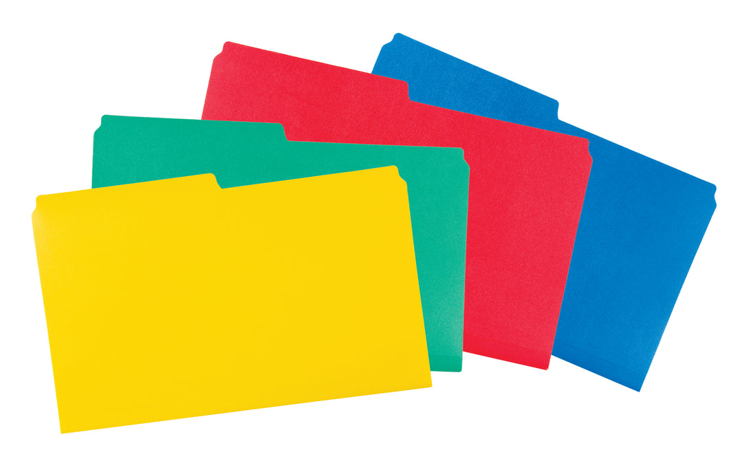 Poly Legal File Folders, 1/2 Cut, 12/pk, 4 Colors