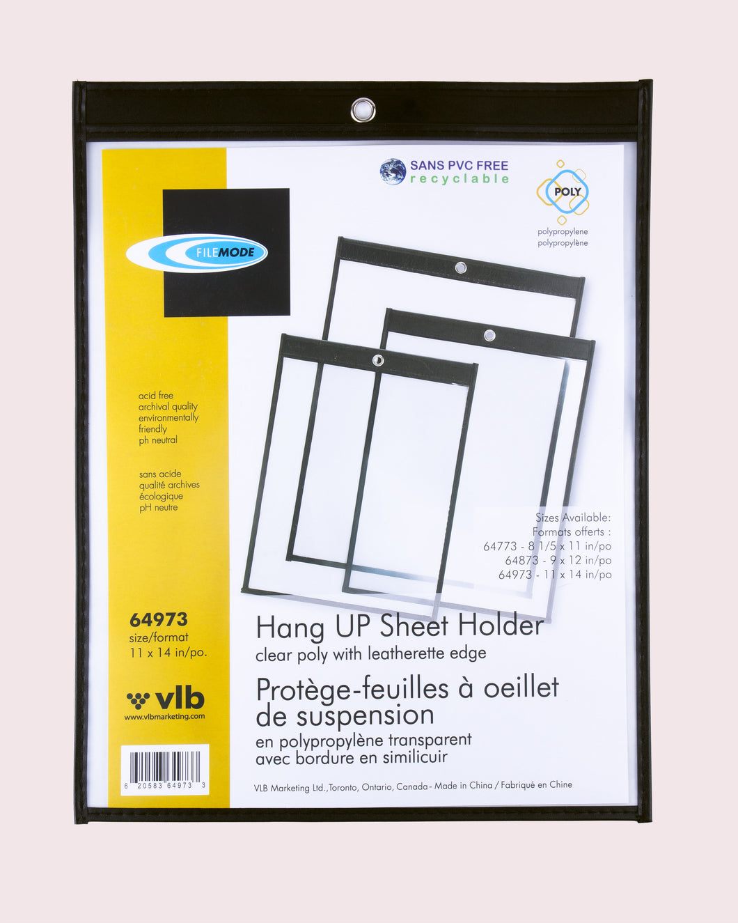 FileMode Poly Hang-Up Sheet Holders, Clear w/Black Border 11