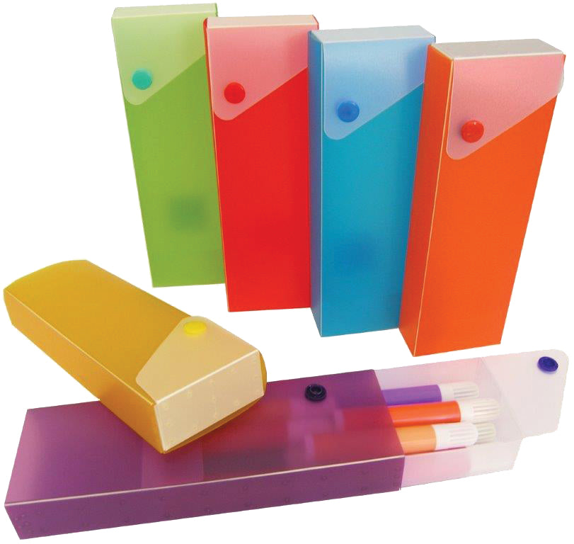 Frosted Pencil Box, Snap Closure, Assorted Colors