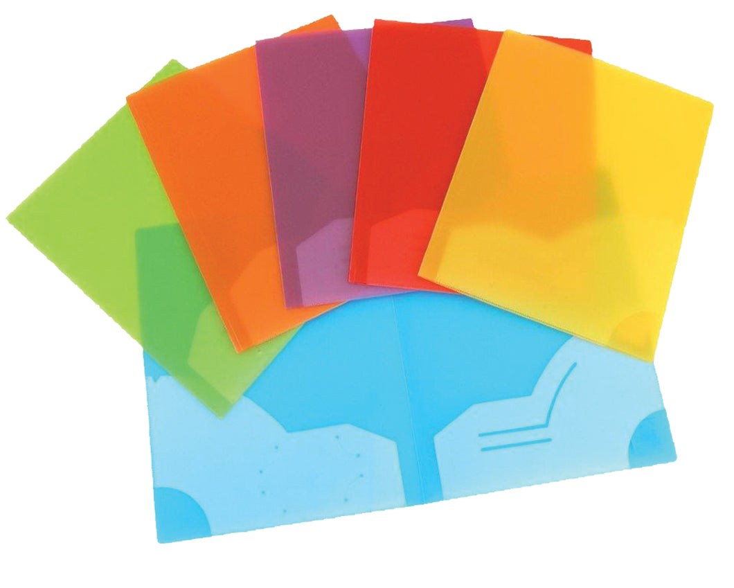 Frosted Two Pocket Folder, Letter Size, Asst Colors